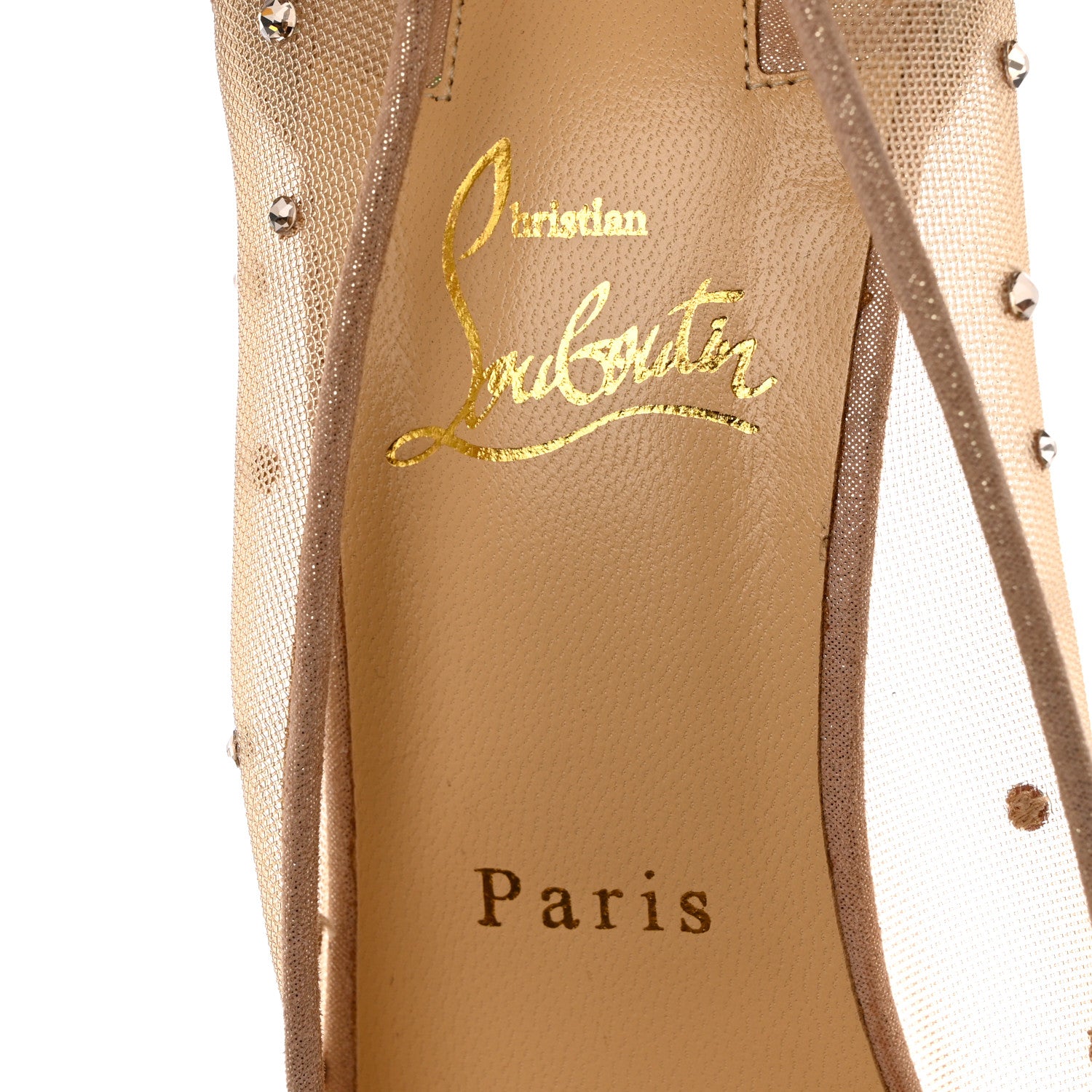 Christian Louboutin Rete Glitter Mini Specchio Strass Follies 100 Pumps 40.5 Nude 6 of 10
