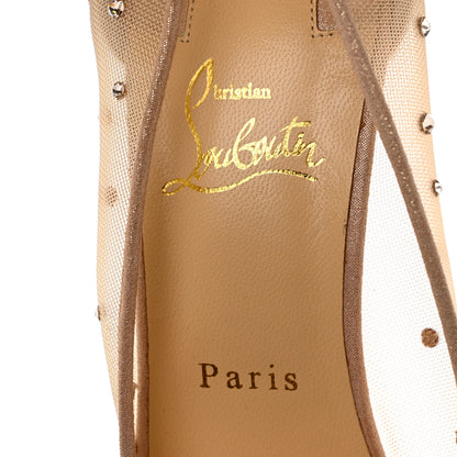 Christian Louboutin Rete Glitter Mini Specchio Strass Follies 100 Pumps 40.5 Nude 6 of 10