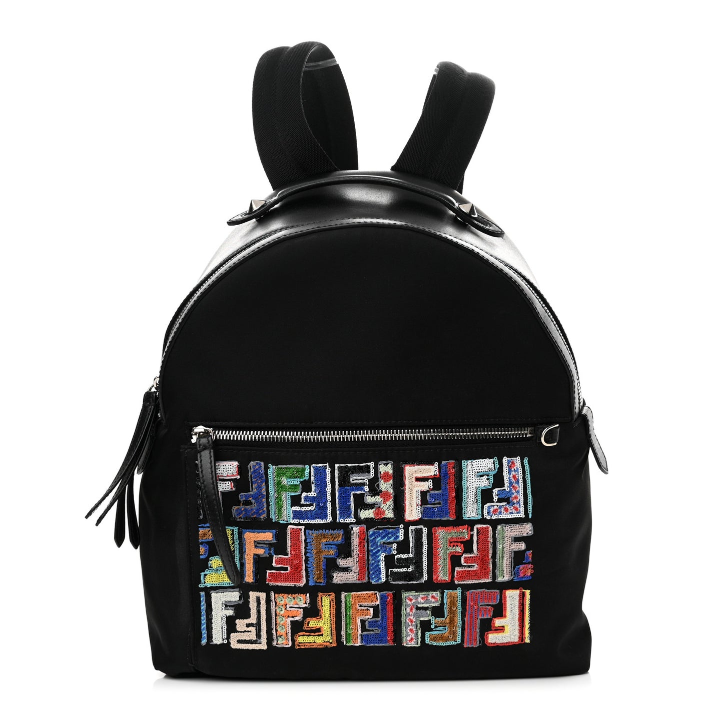 Nylon Vitello Liberty Sequin Fun Fair Embroidered Backpack Black