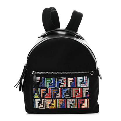 Fendi Nylon Vitello Liberty Sequin Fun Fair Embroidered Backpack Black 1 of 12