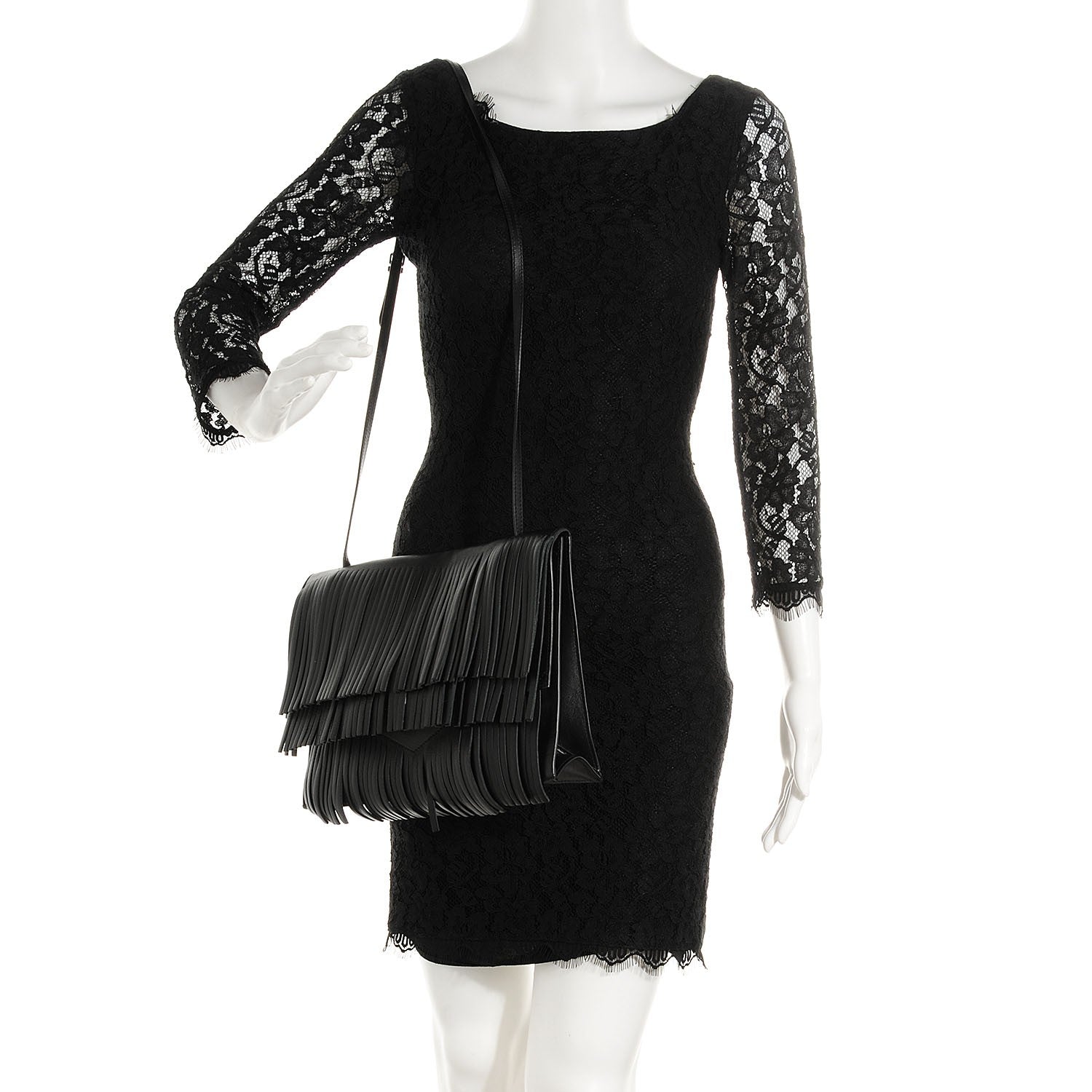 Proenza Schouler Calfskin Large Fringe Lunch Bag Black 4 of 11