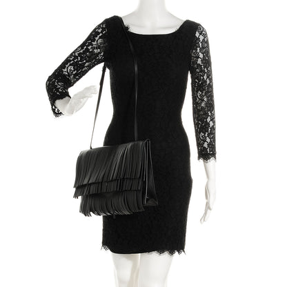 Proenza Schouler Calfskin Large Fringe Lunch Bag Black 4 of 11
