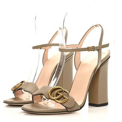 Gucci Lifford Calfskin GG Marmont Ankle Wrap 105mm Sandals 36.5 Mud 3 of 7
