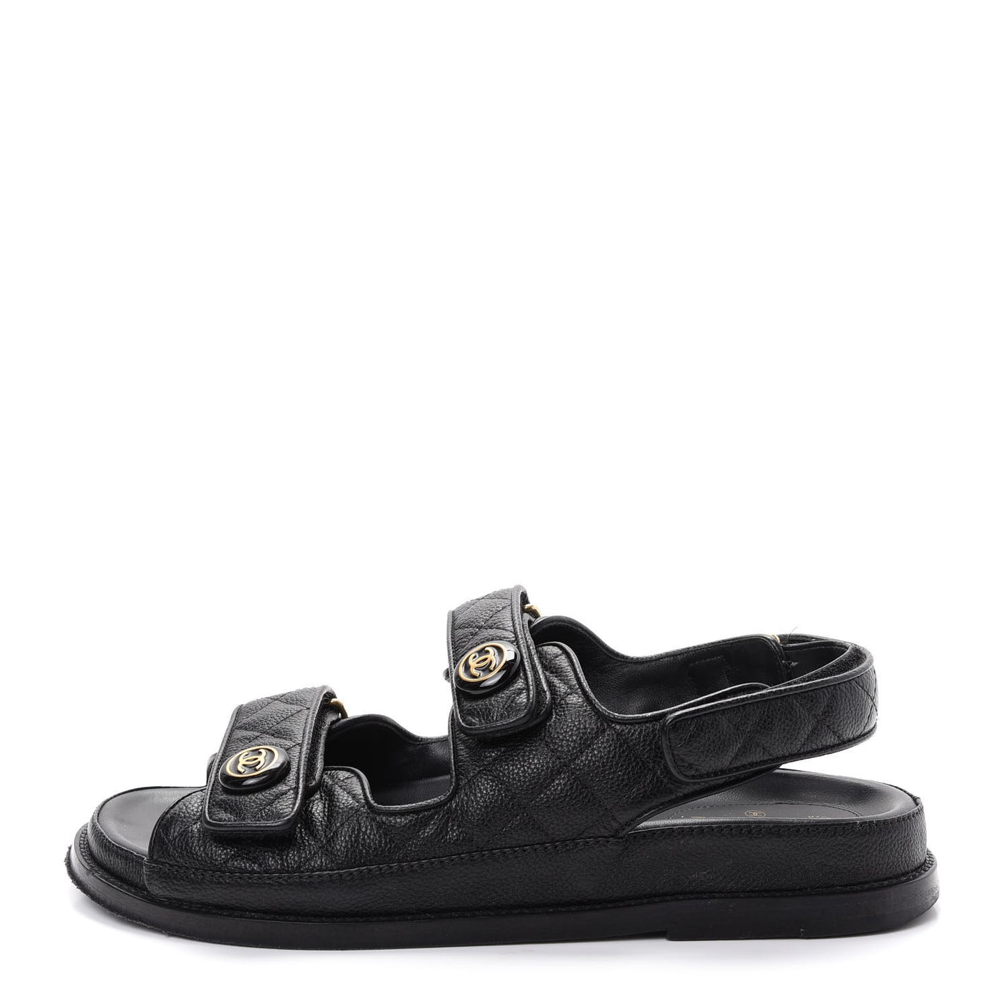 Grained Calfskin Velcro Dad Sandals 39.5 Black