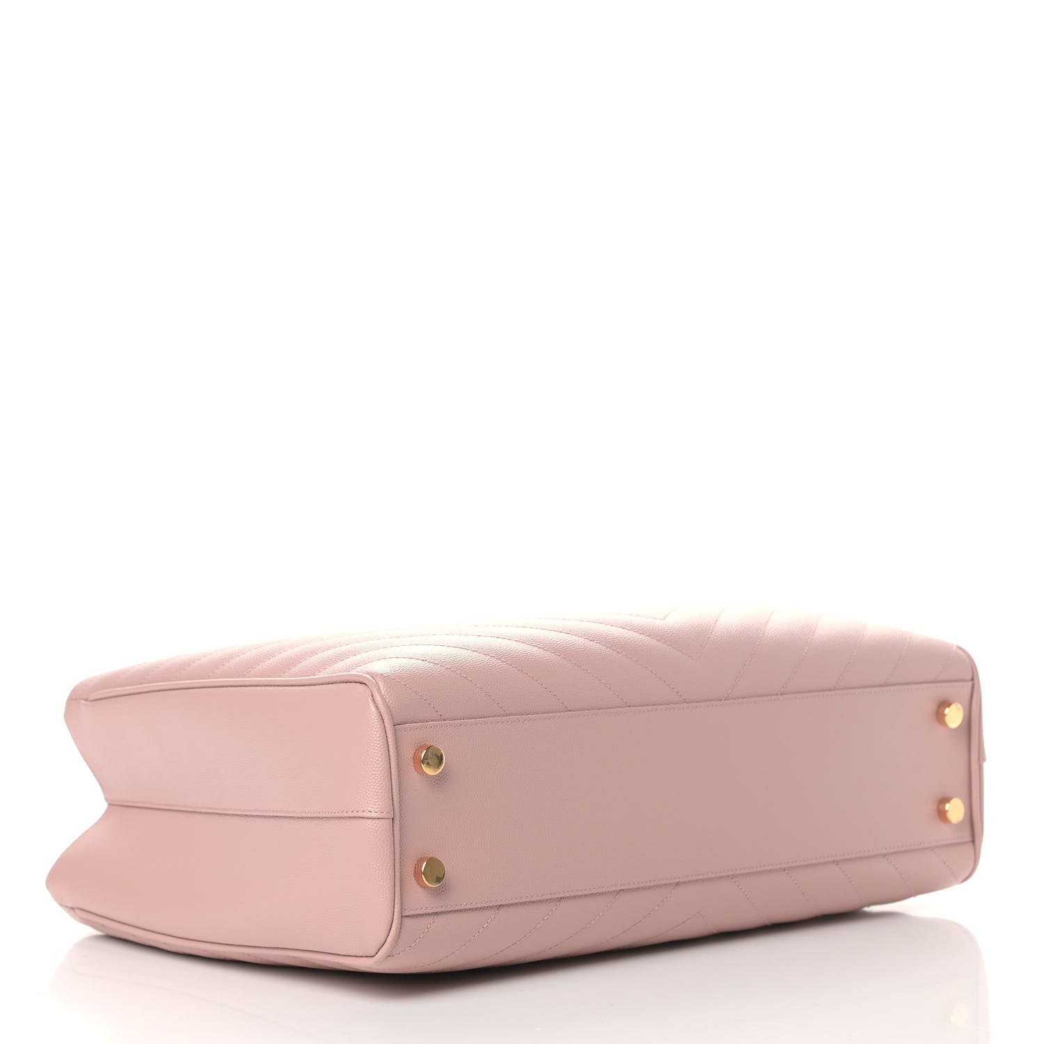 Saint Laurent Grain De Poudre Matelasse Chevron Large Monogram Shopping Bag Pale Pink 3 of 5