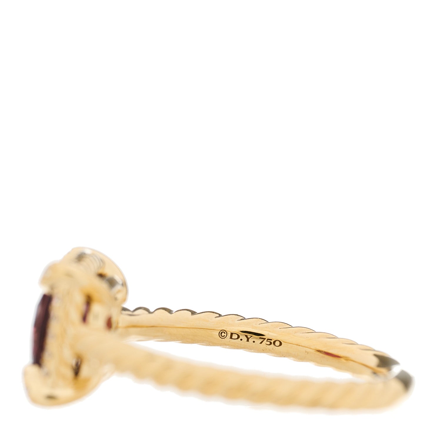 David Yurman 18K Yellow Gold Diamond Pink Tourmaline 7mm Petite Chatelaine Pave Bezel Ring 54 7 5 of 5