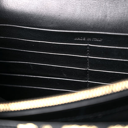 Saint Laurent Canvas Star Print Monogram Chain Wallet Gold Black 10 of 12