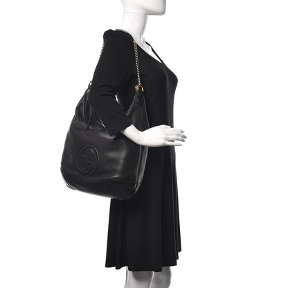 Gucci Pebbled Calfskin Medium Soho Chain Hobo Black 2 of 9
