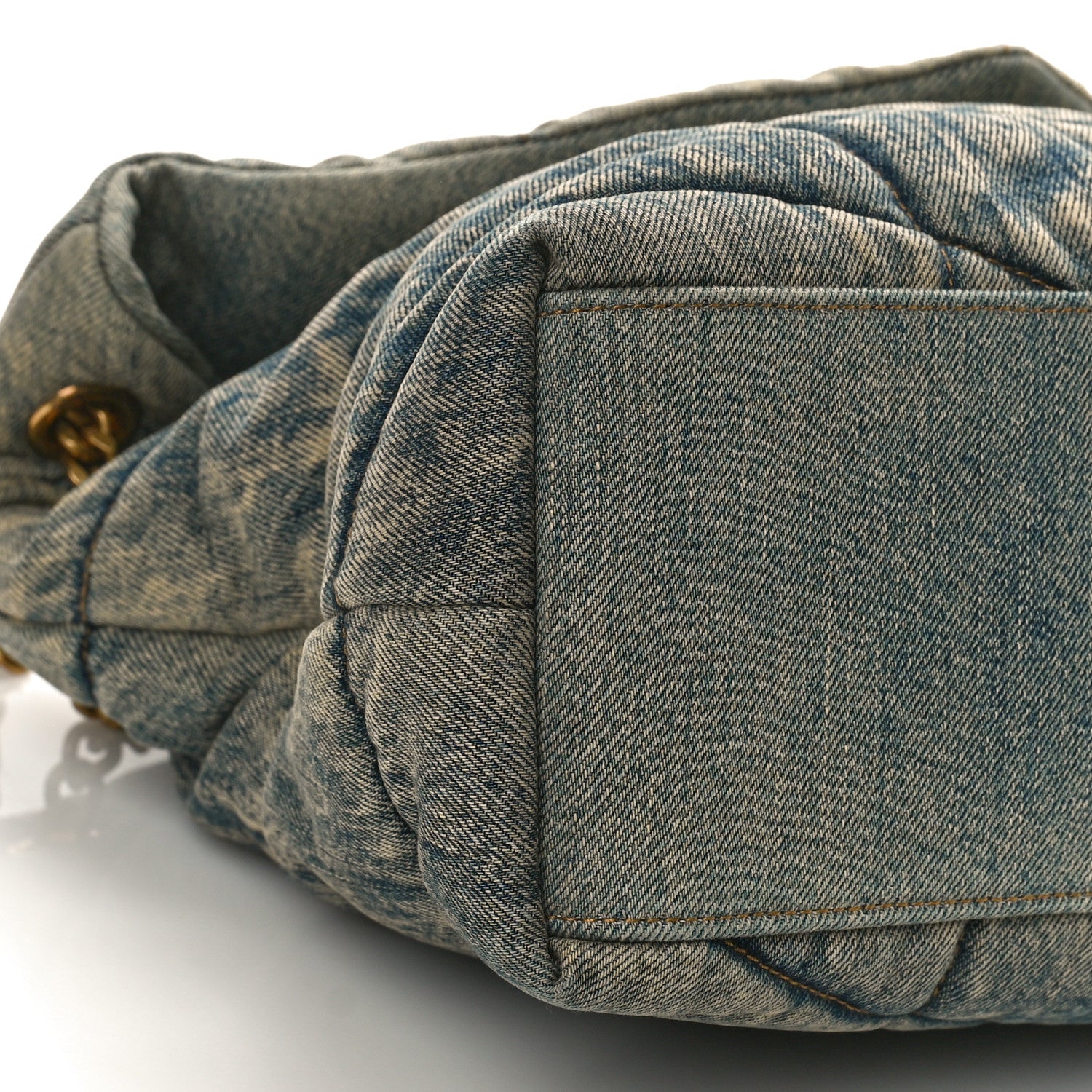 Saint Laurent Denim Quilted Medium Loulou Puffer Monogram Chain Satchel Blue Black 7 of 8