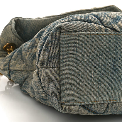 Saint Laurent Denim Quilted Medium Loulou Puffer Monogram Chain Satchel Blue Black 7 of 8