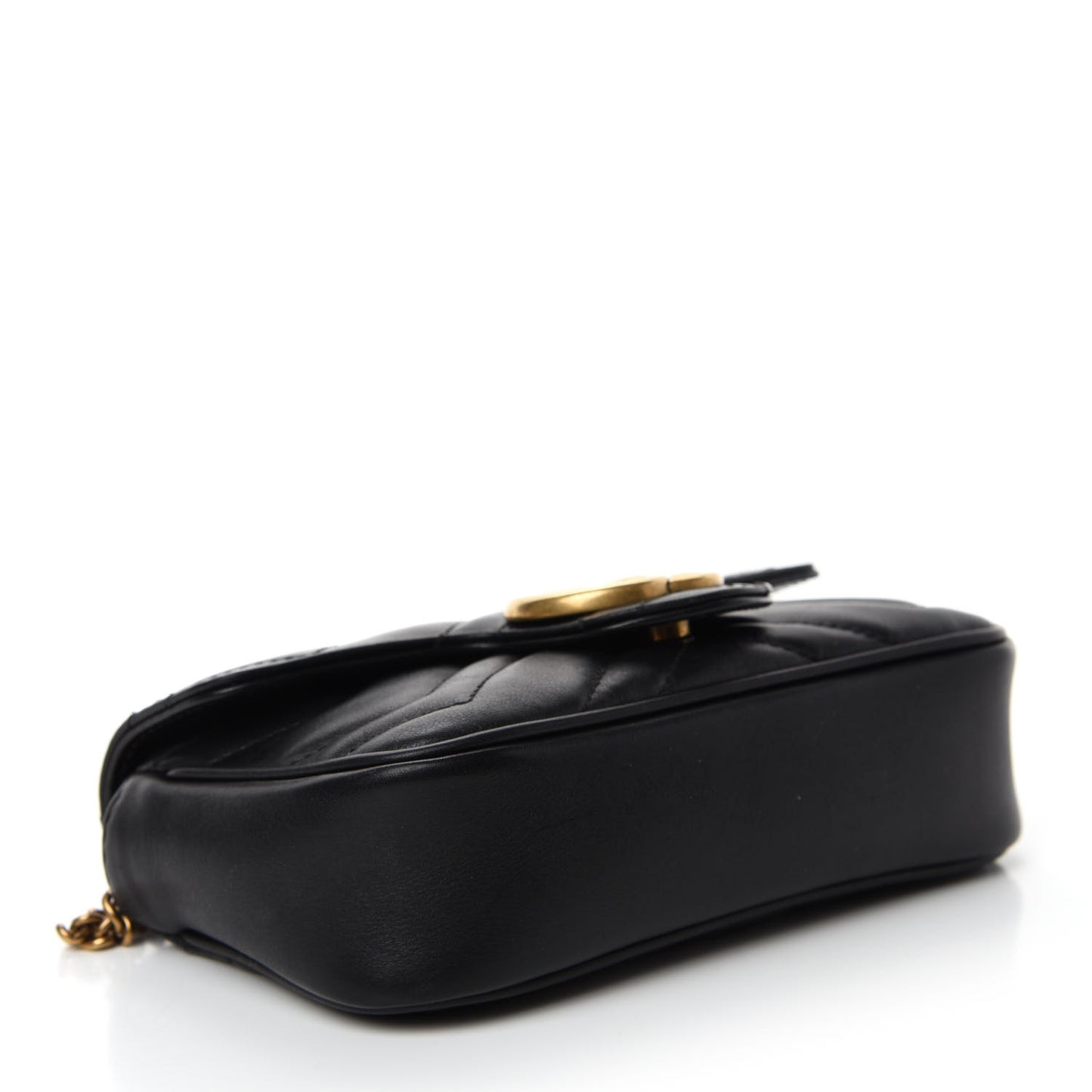 Calfskin Matelasse Super Mini GG Marmont Shoulder Bag Black