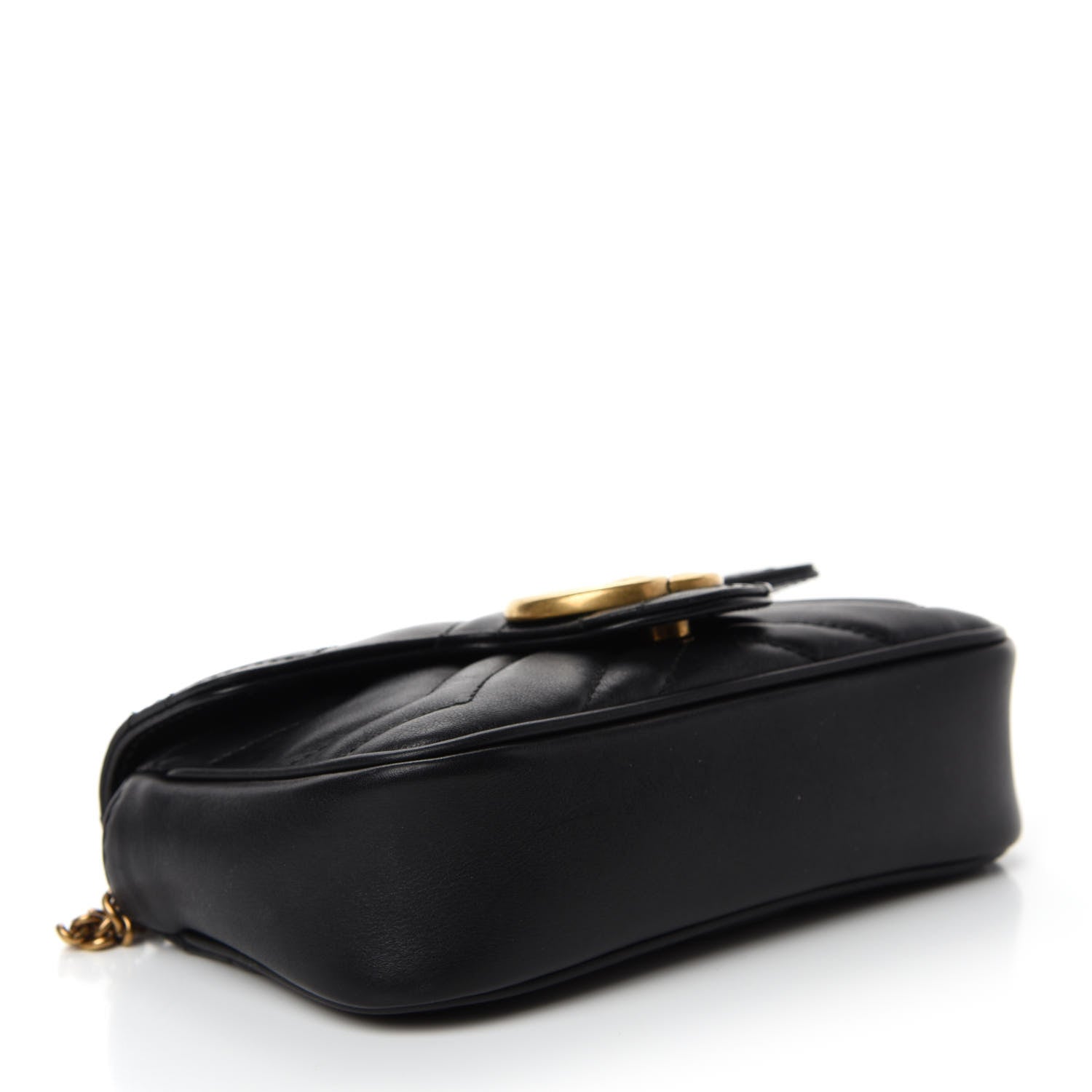 Gucci Calfskin Matelasse Super Mini GG Marmont Shoulder Bag Black 4 of 13