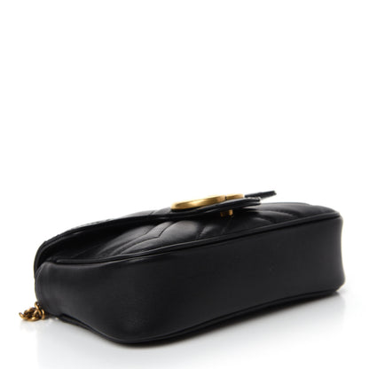Gucci Calfskin Matelasse Super Mini GG Marmont Shoulder Bag Black 4 of 13