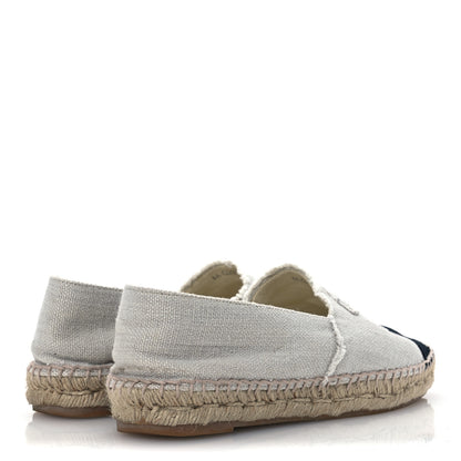 Chanel Linen CC Espadrilles 37 Beige Black 5 of 13