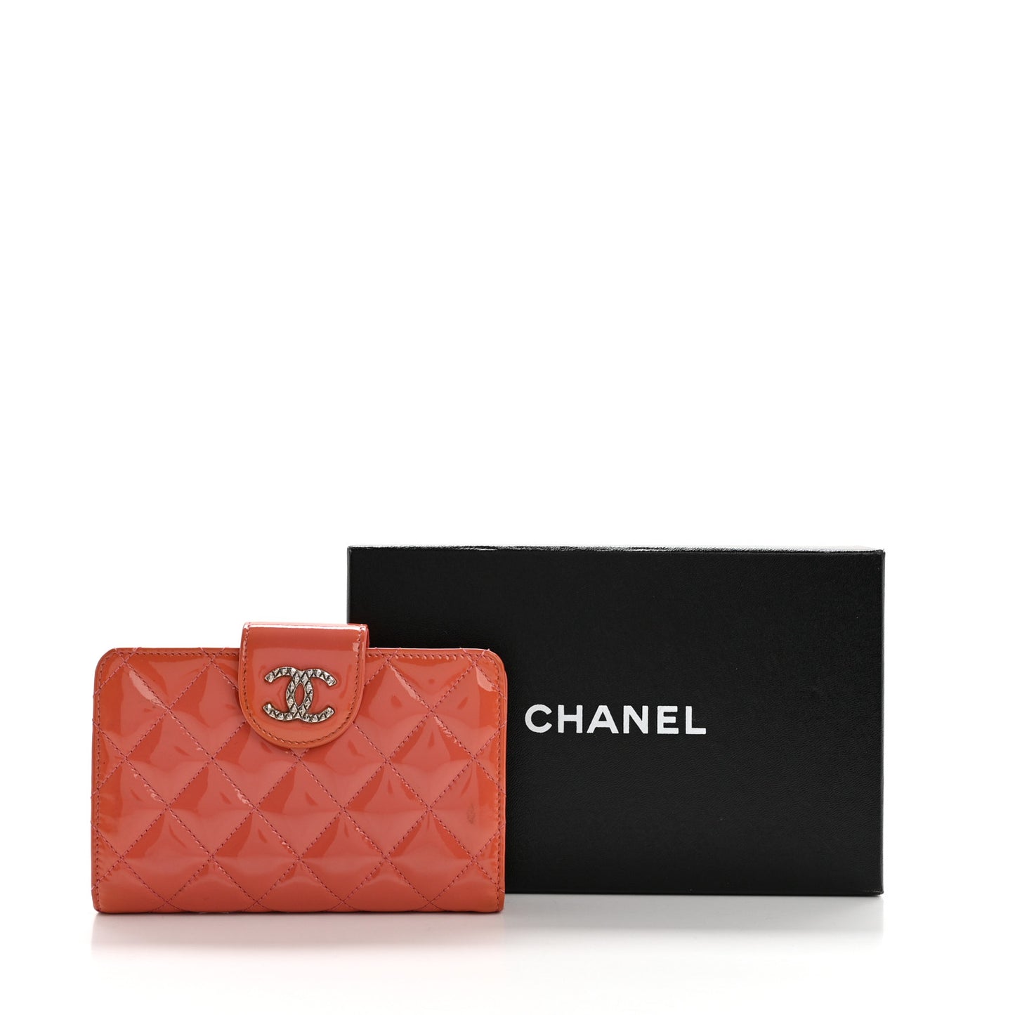Patent Quilted Brilliant Zipped Pocket Wallet Pink