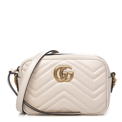 Gucci Calfskin Matelasse Mini GG Marmont Chain Shoulder Bag White 1 of 10