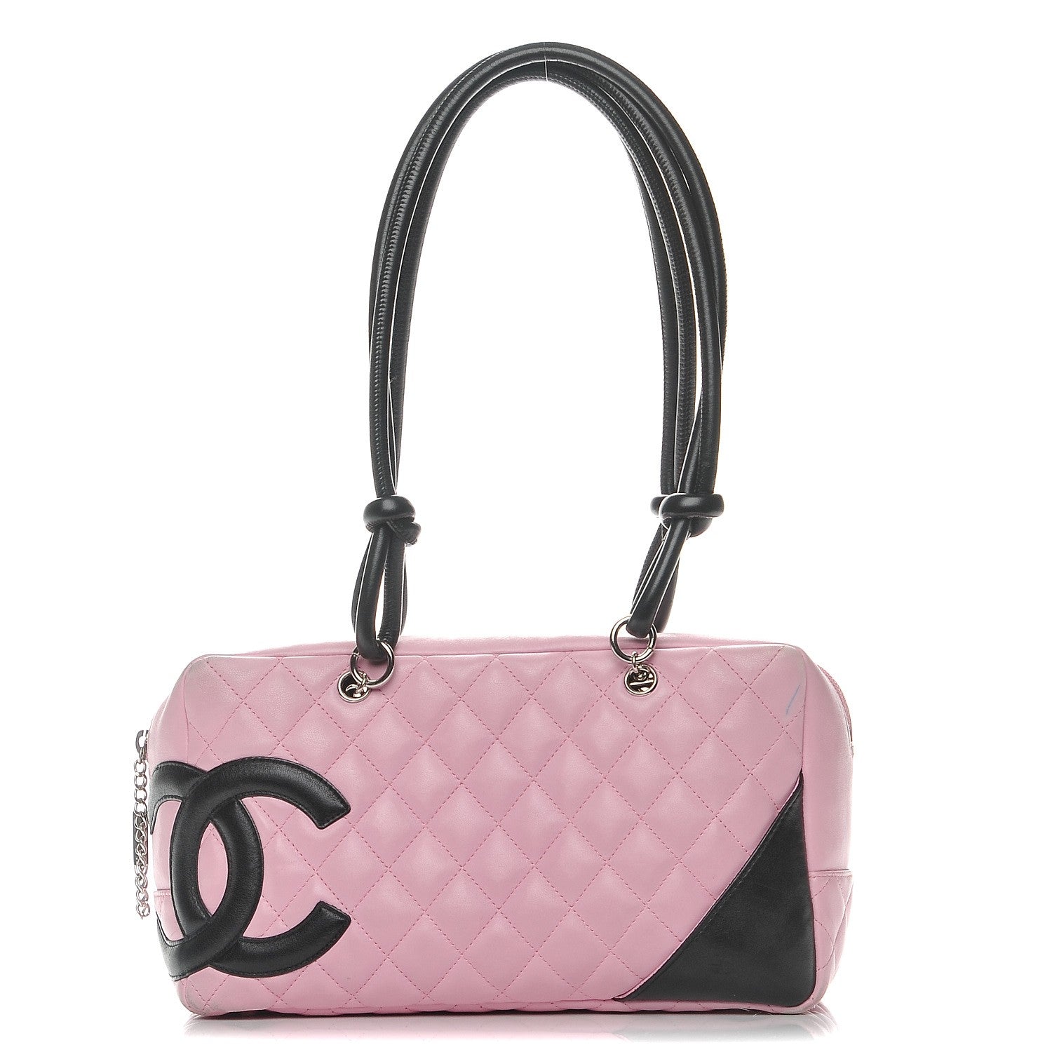 Chanel Calfskin Quilted Large Cambon Bowler Pink Black 1 of 16