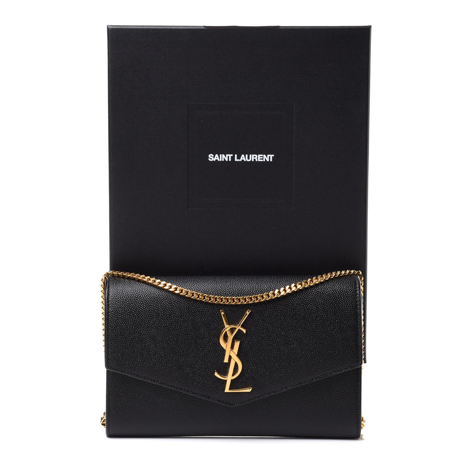 Saint Laurent Grain De Poudre Uptown Chain Wallet Black 10 of 10