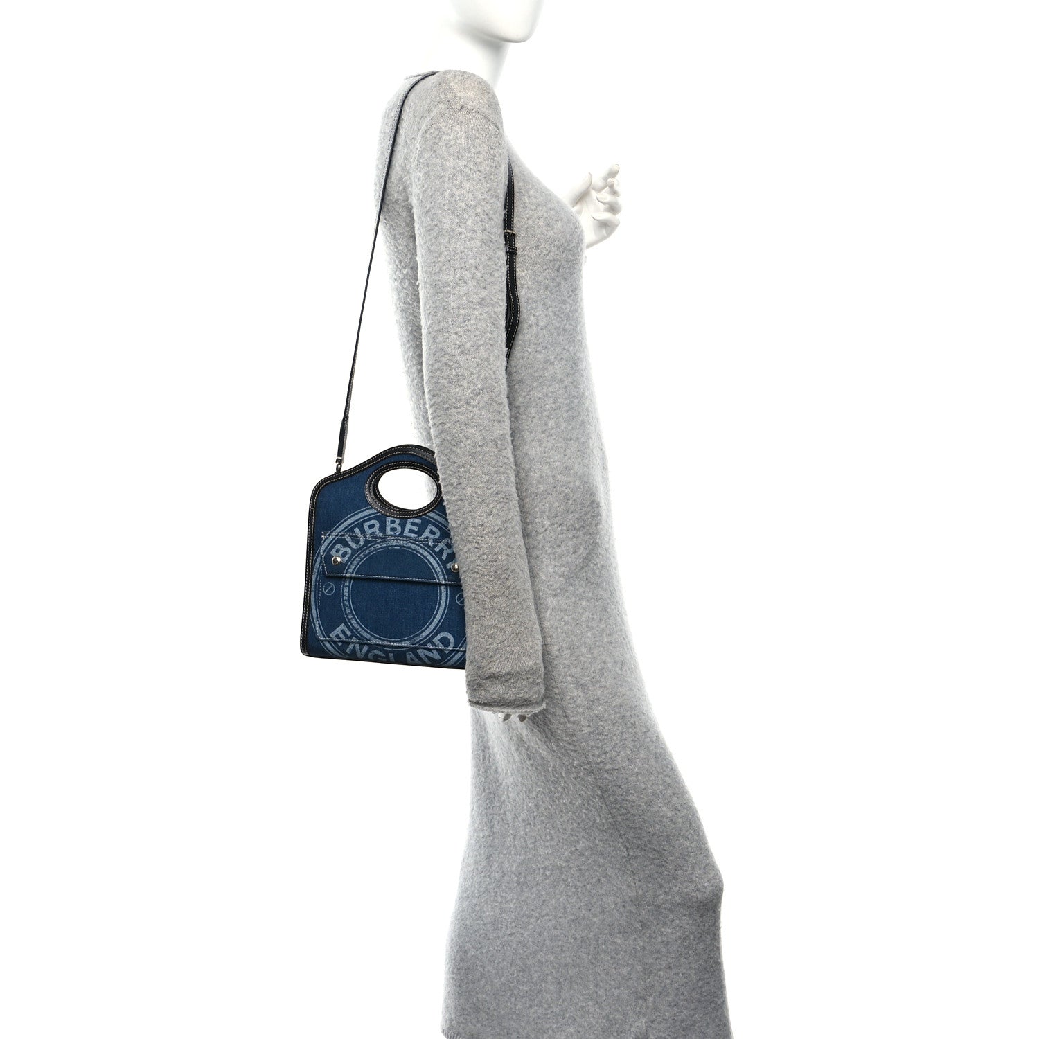 Burberry Denim Smooth Calfskin Mini Pocket Bag Blue 2 of 9