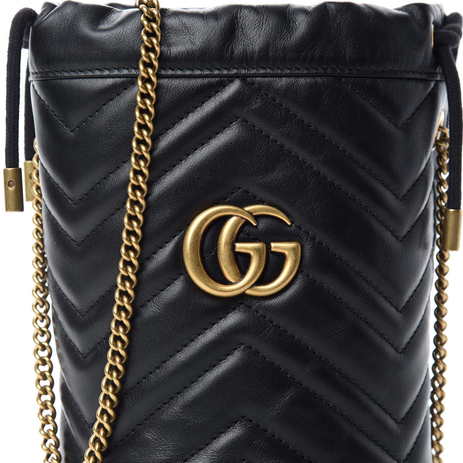 Gucci Calfskin Matelasse Mini GG Marmont 2.0 Bucket Bag Black 10 of 11