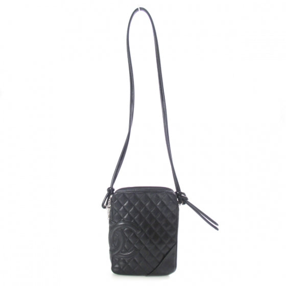 Calfskin Quilted Medium Cambon Messenger Black