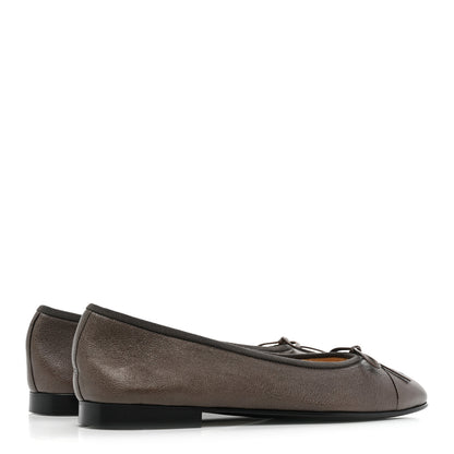 Chanel Iridescent Grained Calfskin Cap Toe Ballerina Flats 40 Dark Silver 4 of 8