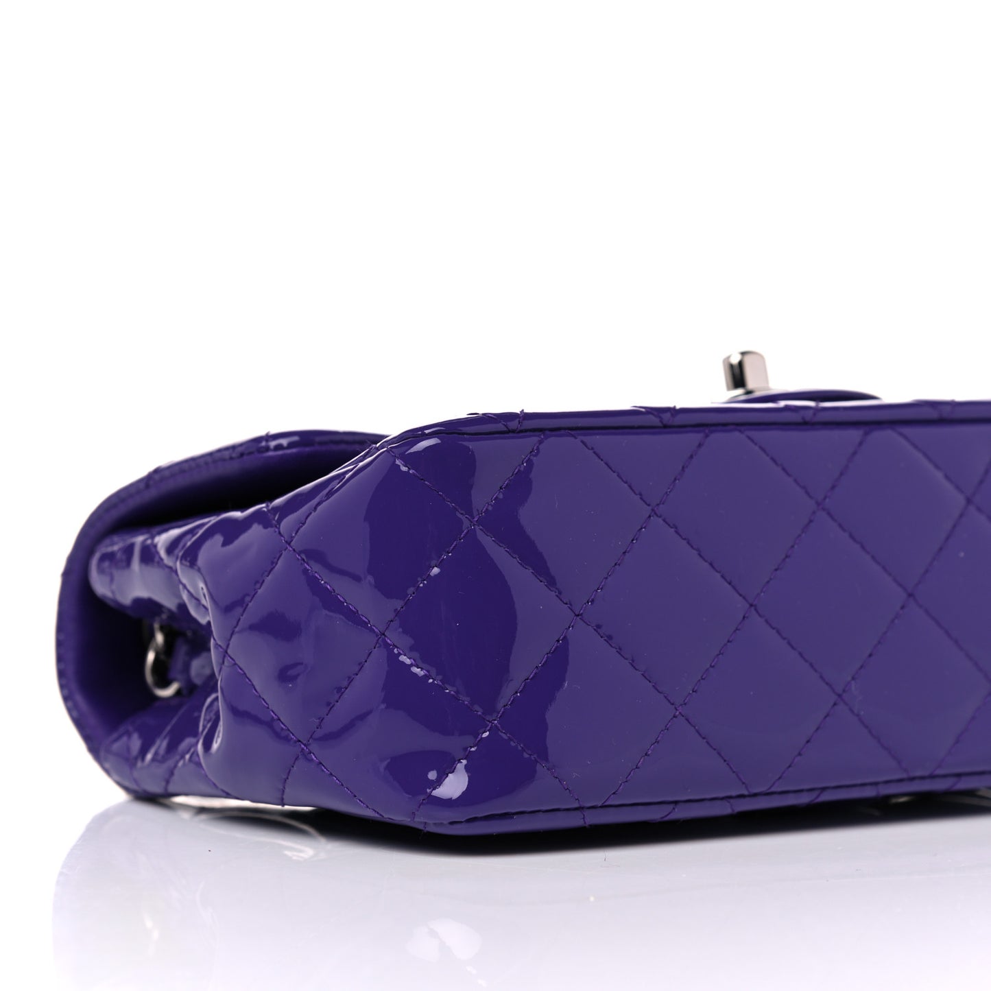 Patent Quilted Mini Rectangular Flap Purple