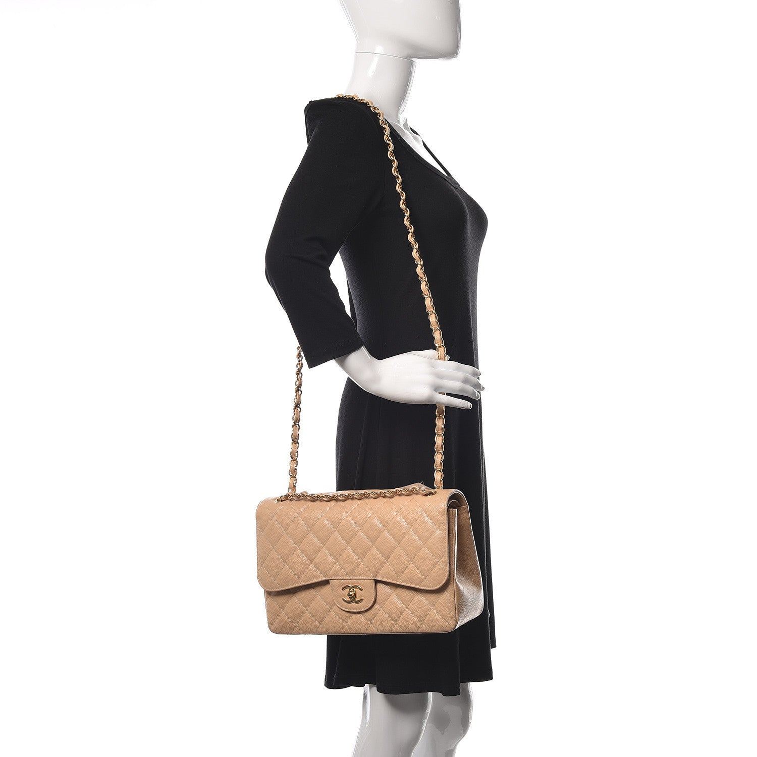 Chanel Caviar Quilted Jumbo Double Flap Beige Clair 2 of 11