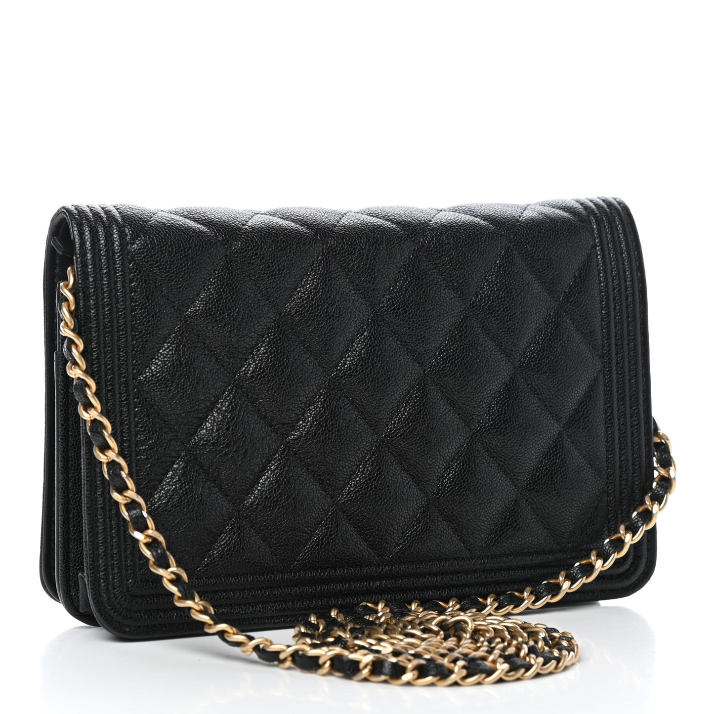 Caviar Quilted Boy Wallet On Chain WOC Black