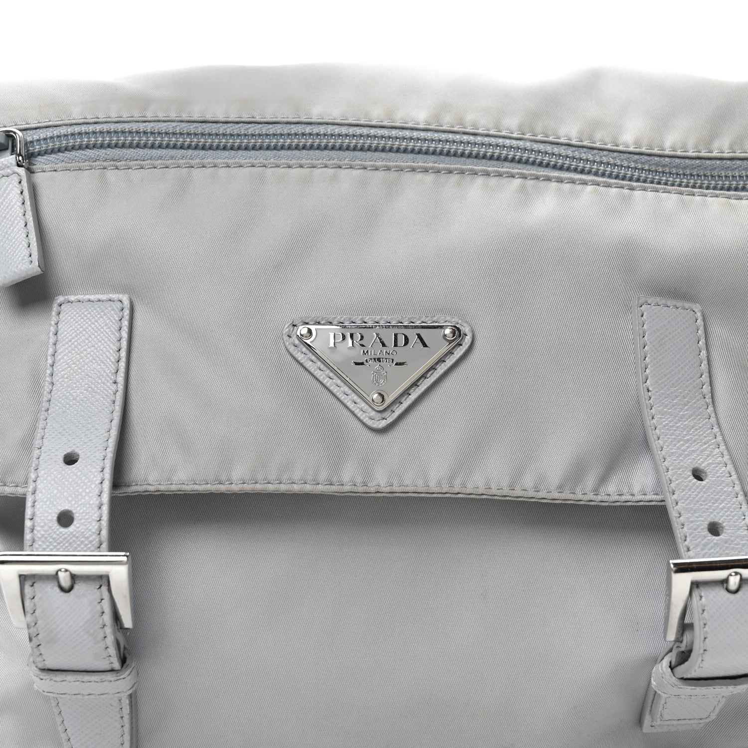 Prada Re-Nylon Vela Saffiano Pocket Double Buckle Messenger Shoulder Bag Fiordaliso 7 of 9