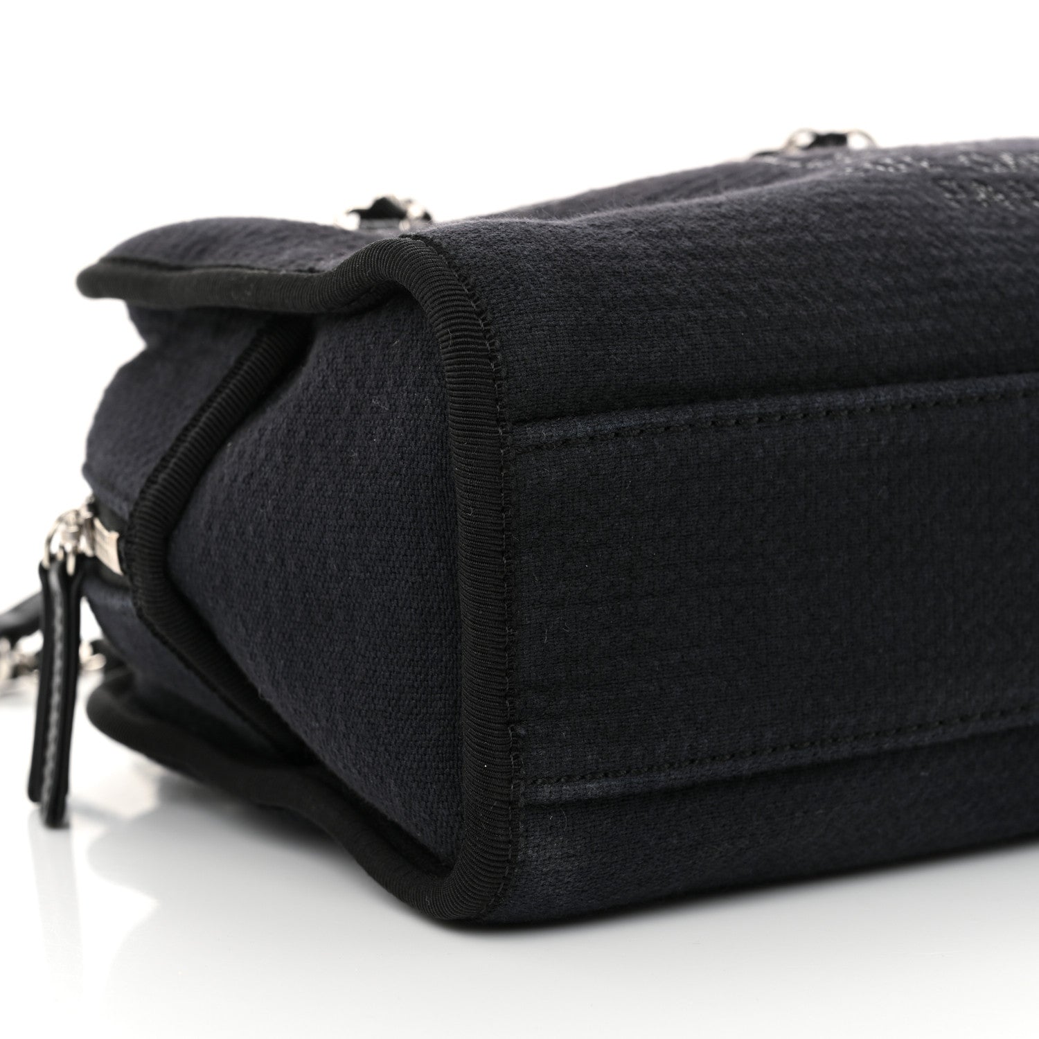 Chanel Mixed Fibers Small Deauville Bowling Bag Navy Blue 9 of 12