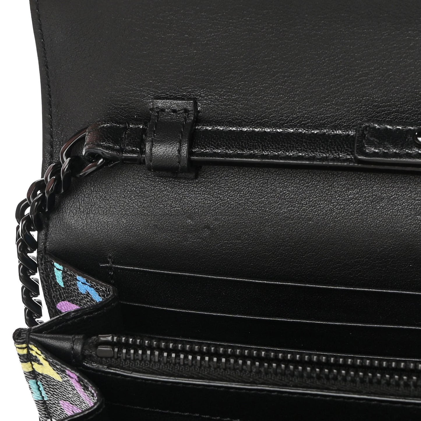Grain De Poudre Medium Classic Monogram Multicolor Graphic Print Chain Wallet Black