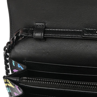 Saint Laurent Grain De Poudre Medium Classic Monogram Multicolor Graphic Print Chain Wallet Black 12 of 14