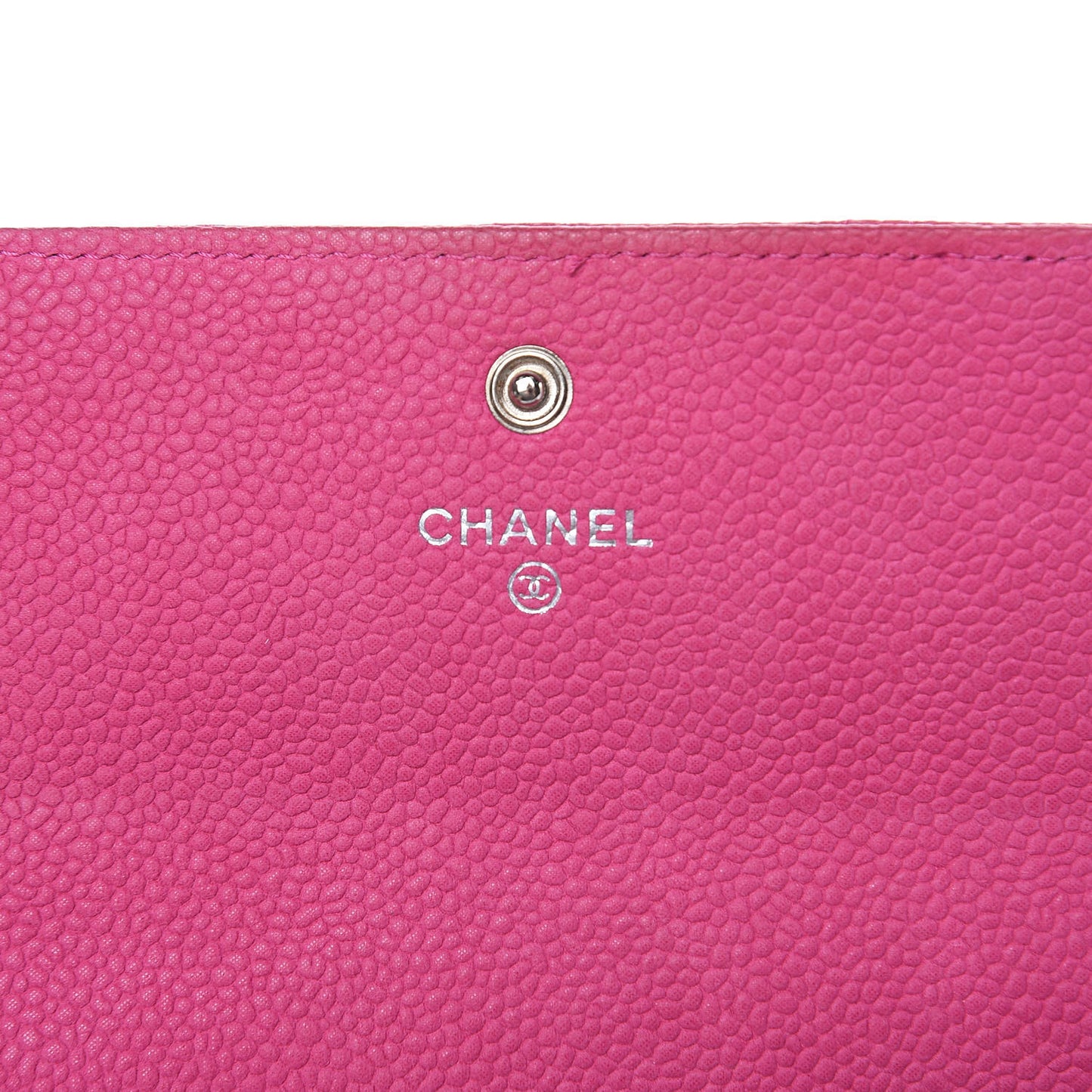Iridescent Caviar Quilted Large Flap Wallet Pink