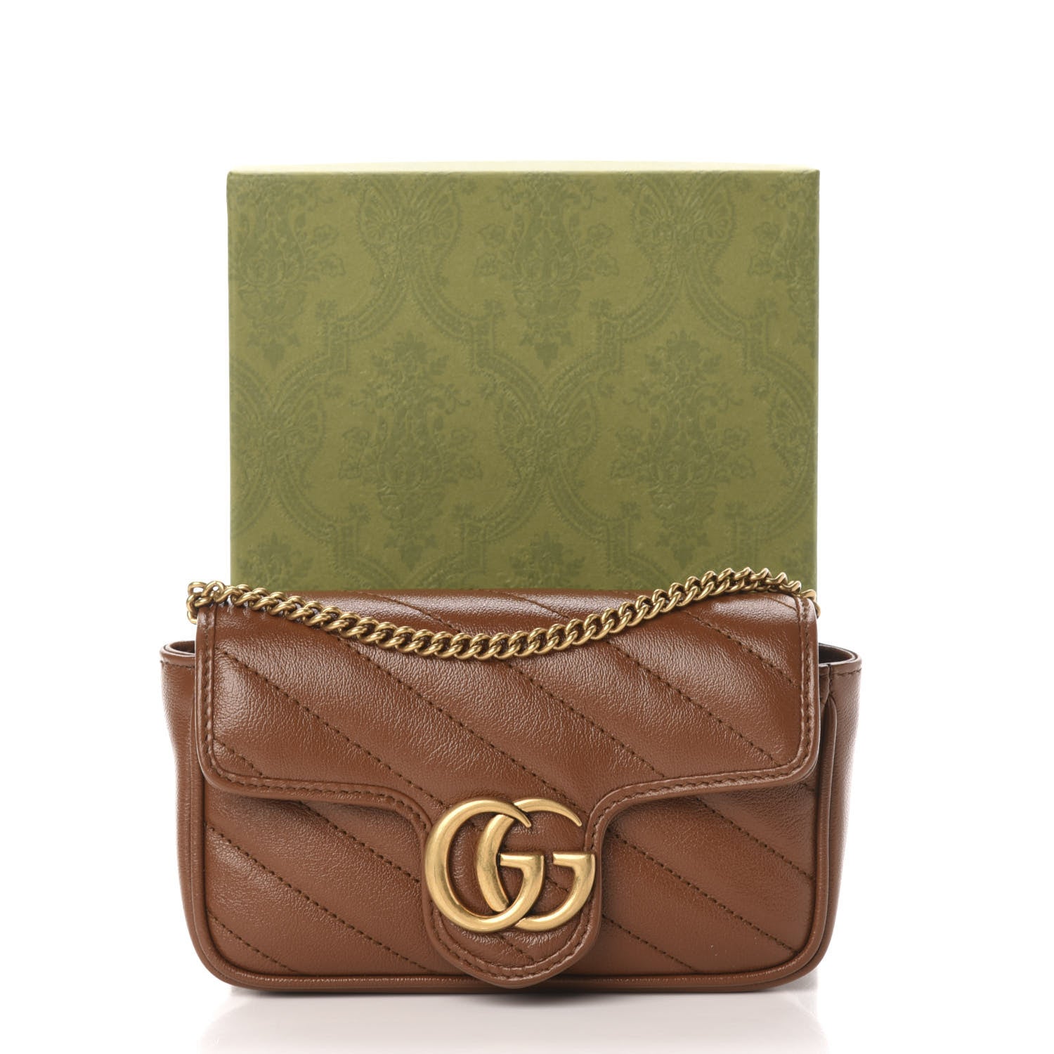 Gucci Azalea Calfskin Matelasse Diagonal Super Mini GG Marmont Shoulder Bag Cuir 11 of 11