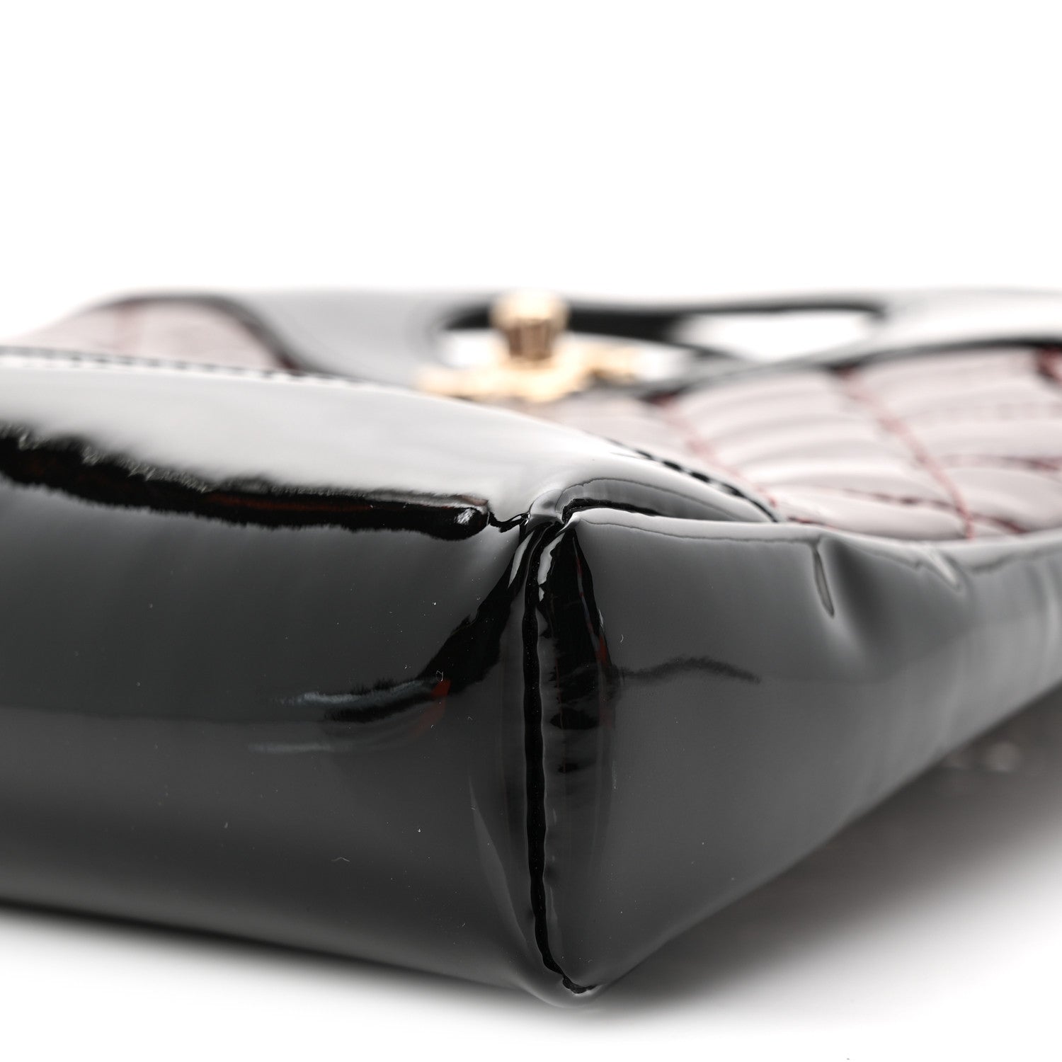 Chanel Patent Calfskin Quilted Mini 31 Shopping Bag Burgundy Black 10 of 11