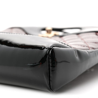 Chanel Patent Calfskin Quilted Mini 31 Shopping Bag Burgundy Black 10 of 11