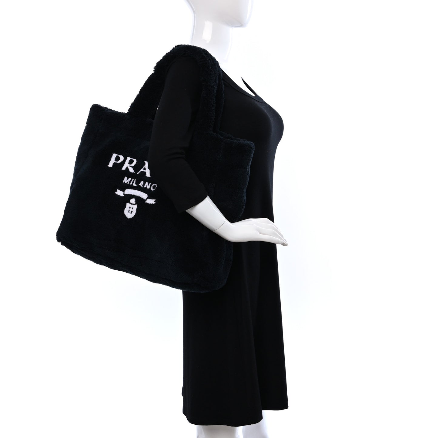 Terry Cloth Tote Bag Black White