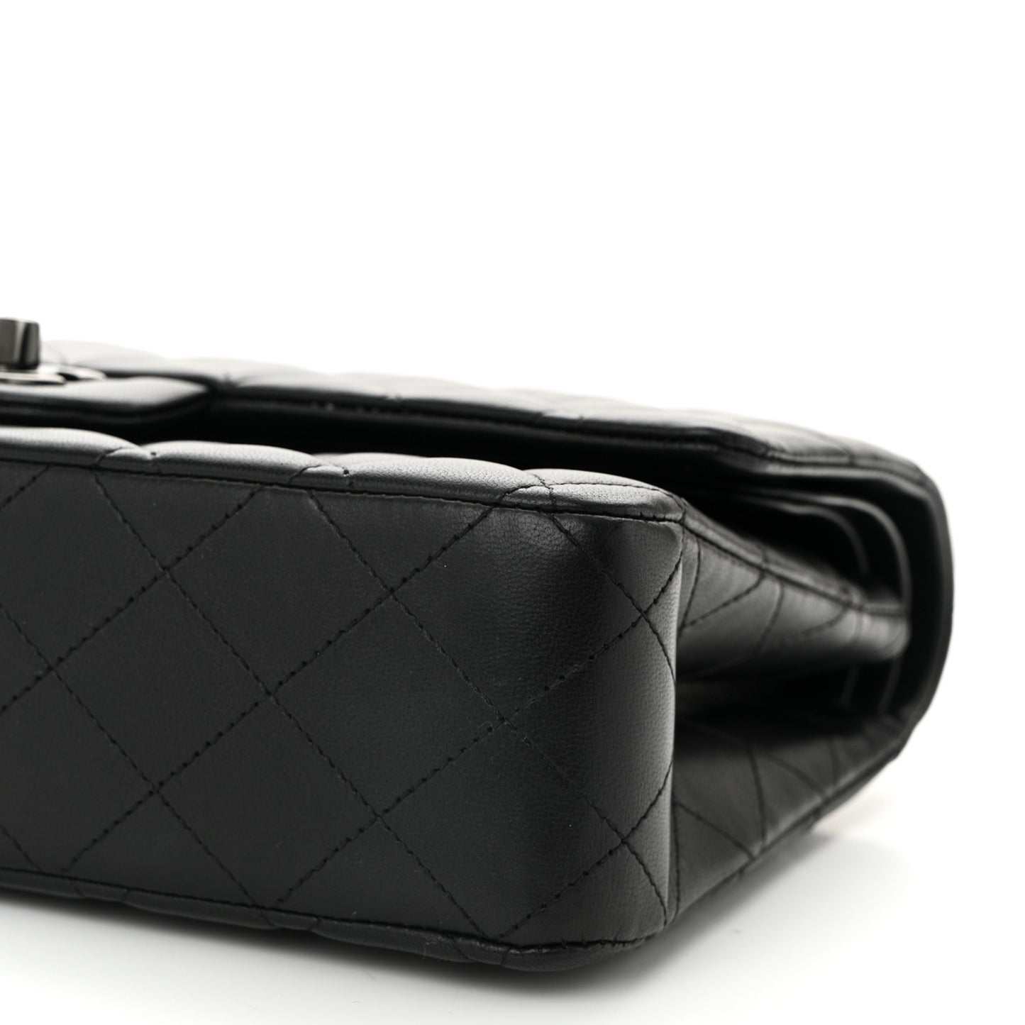Lambskin Quilted Medium Double Flap So Black