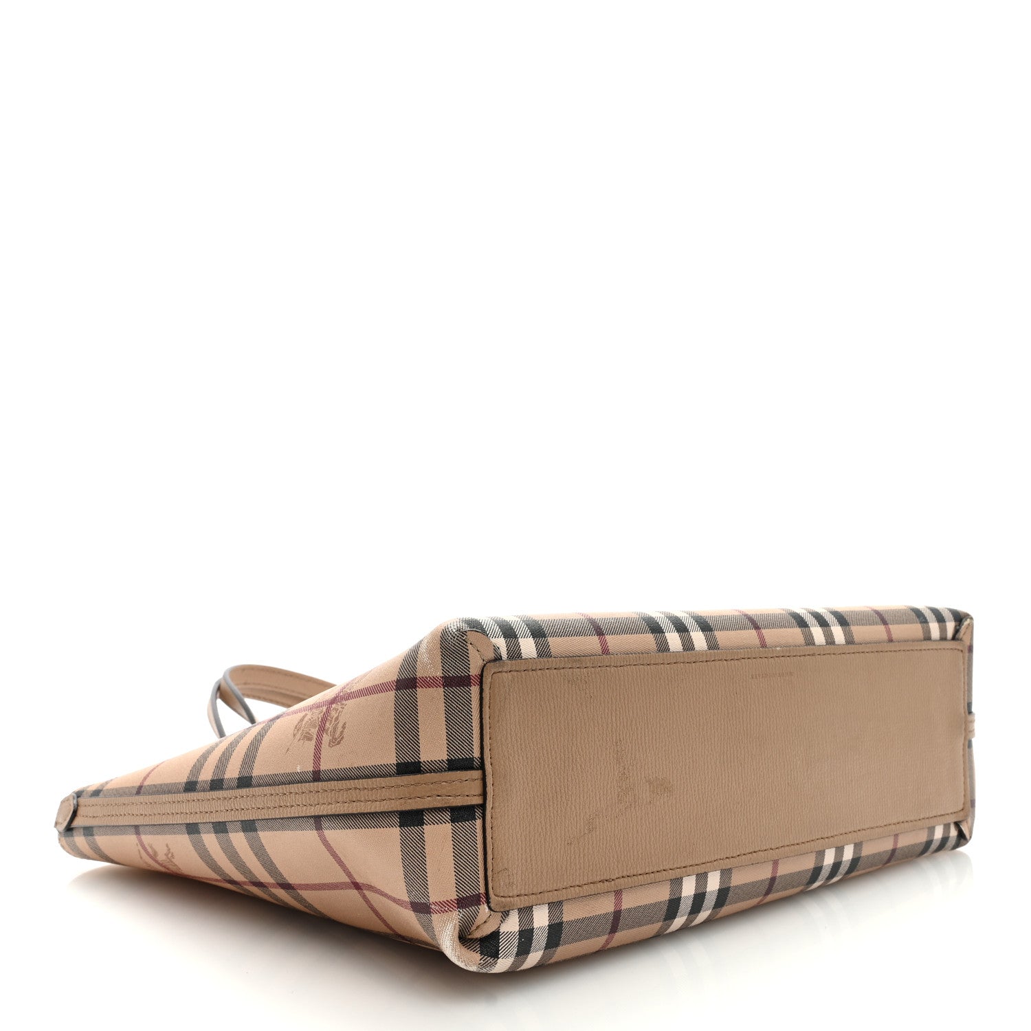 Burberry Grainy Calfskin Haymarket Check Small Reversible Tote Mid Camel 4 of 10