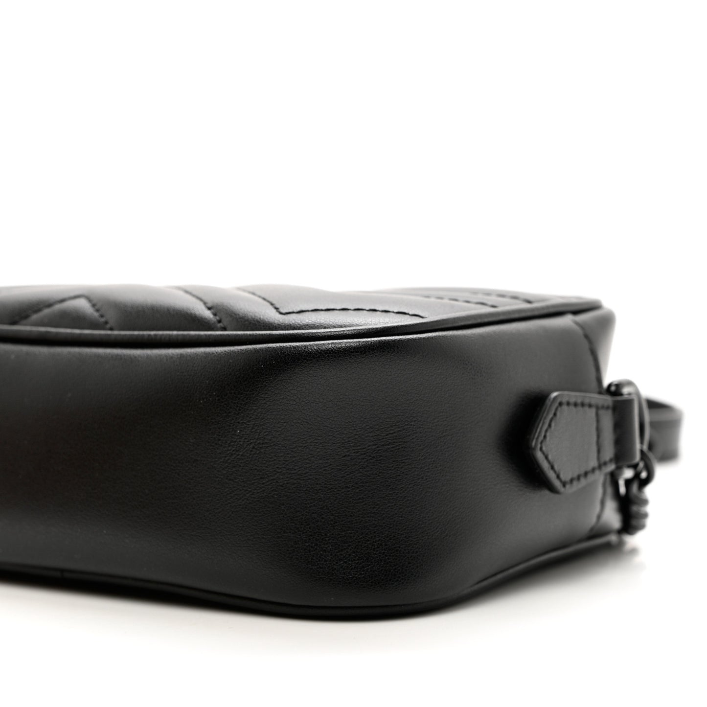 Calfskin Matelasse Monochrome Mini GG Marmont Chain Shoulder Bag Black