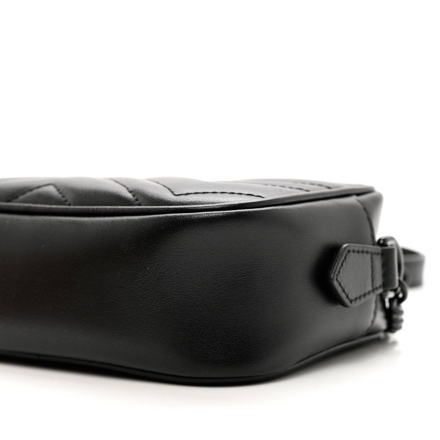 Gucci Calfskin Matelasse Monochrome Mini GG Marmont Chain Shoulder Bag Black 7 of 7