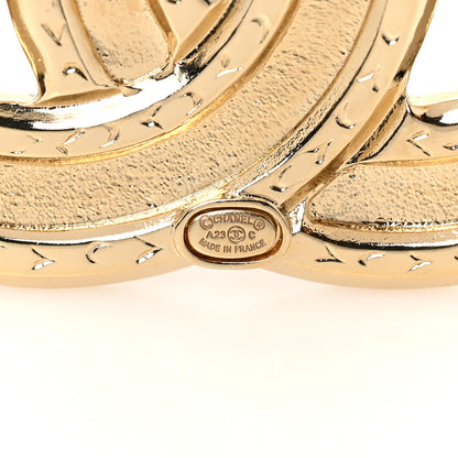 Chanel Crystal Quilted CC Brooch Gold 4 of 4