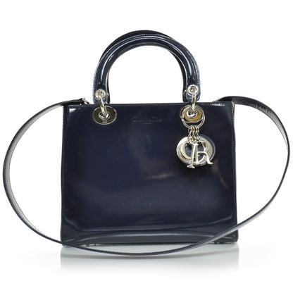 Christian Dior Patent Medium Lady Dior Navy Blue 1 of 12