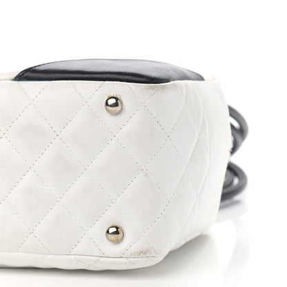 Chanel Calfskin Quilted Large Cambon Bowler White Black 10 of 14