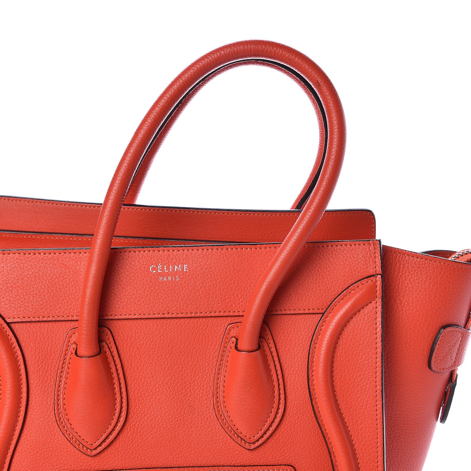 Celine Drummed Calfskin Micro Luggage Vermillion 8 of 11