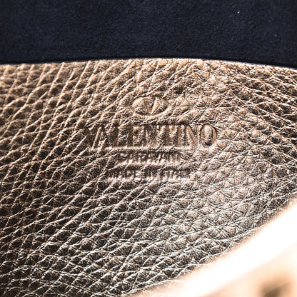 Valentino Garavani Metallic Pebbled Calfskin Rockstud Camera Crossbody Bag Gold 8 of 9