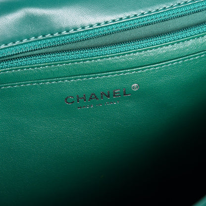 Chanel Lambskin Chevron Quilted Maxi Single Flap Green 7 of 8