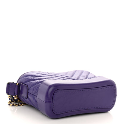 Chanel Aged Calfskin Chevron Quilted Small Gabrielle Hobo Purple 4 of 10