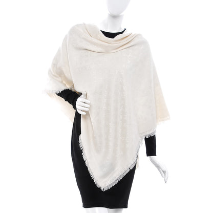Louis Vuitton Wool Silk Monogram Shawl White 2 of 6